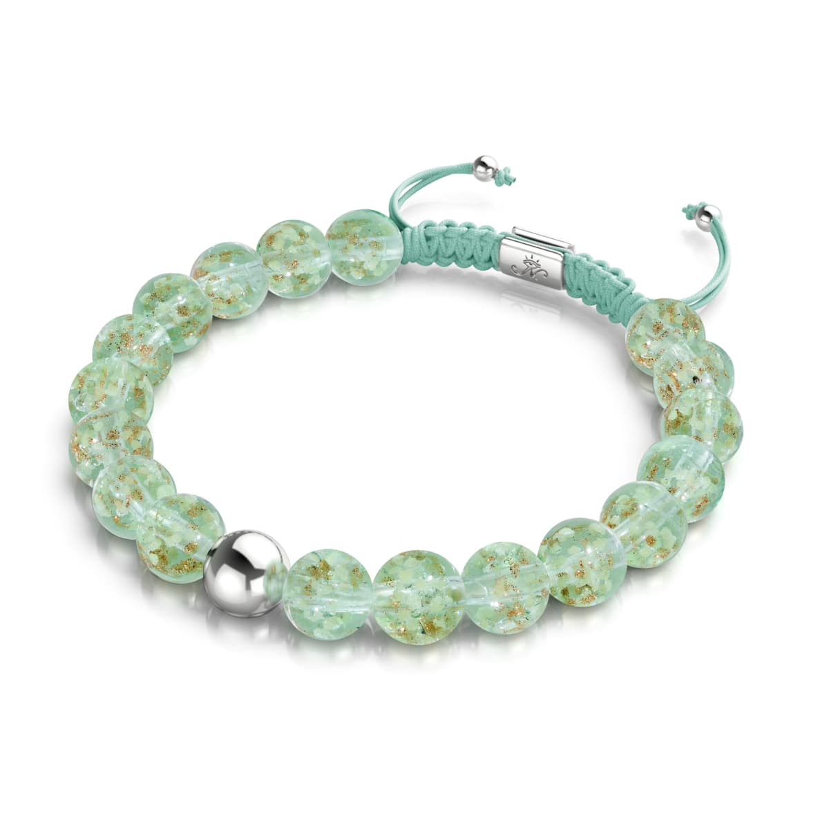 À feuilles persistantes | Argent | Bracelet macramé verre luciole